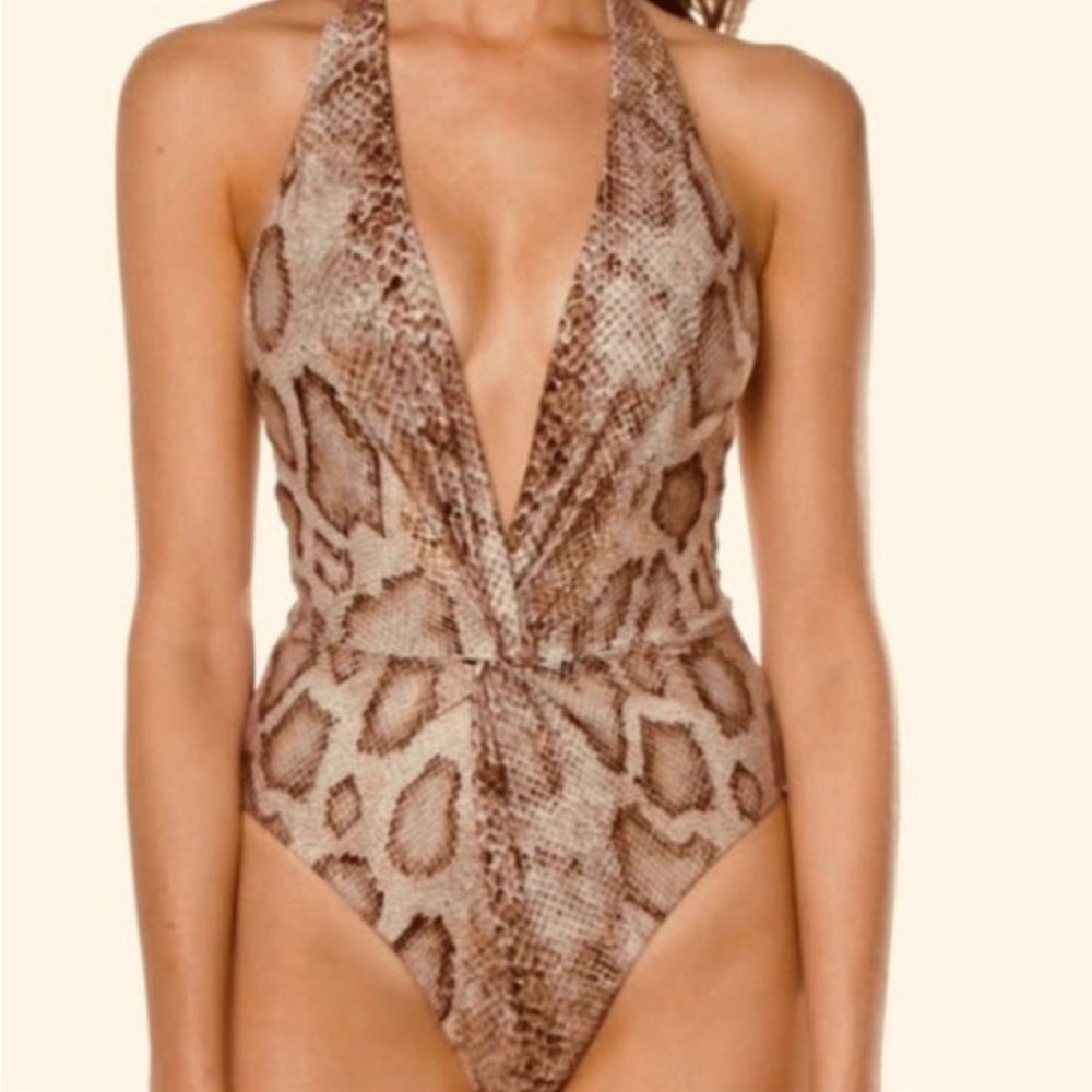 New Mara Hoffman Twist Front Snake Print Swimsuit Size Medium